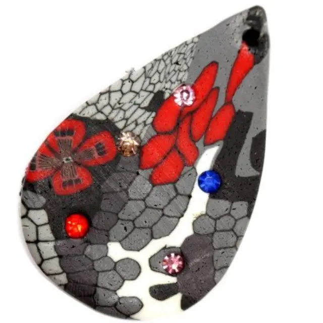 Fimo Κρεμαστό Graphite Drop 29x48mm