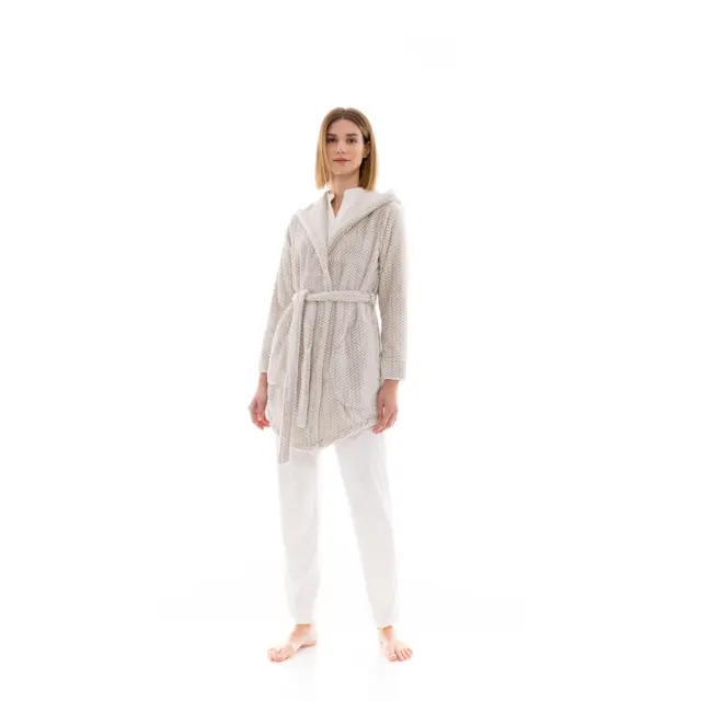 Ρόμπα HOOD FLEECE AUTUMN NATURE Elephant Grey W1457 Pink Label