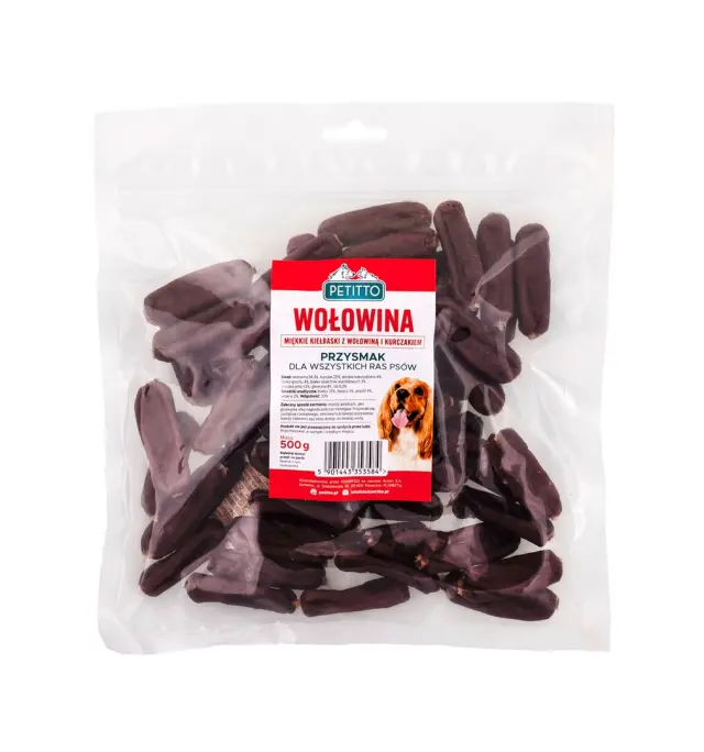PETITTO Soft beef sausages - dog treat - 500g