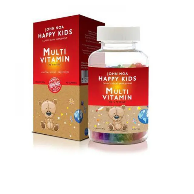 John Noa Happy Kids MultiVitamin Multiflavoured Gummy Bears Πολυβιταμινούχο Συμπλήρωμα Διατροφής Για Παιδιά Με 3 Γεύσεις, 90 Ζελεδάκια