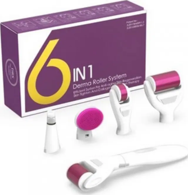 Derma roller με βελόνες τιτανίου - Σετ 6σε1 - 0.5-2mm