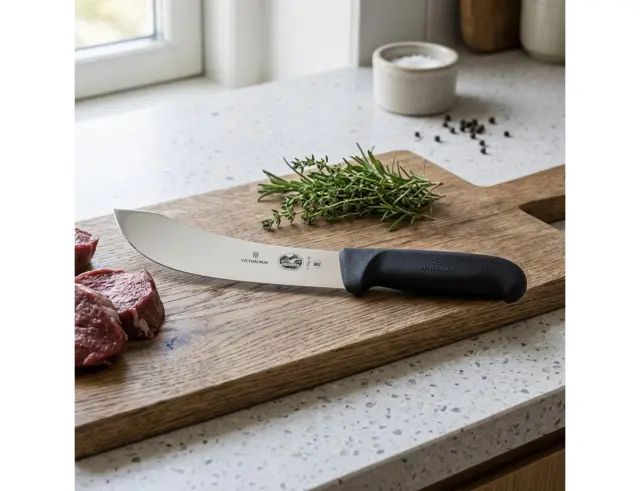 Μαχαίρι Γδαρσίματος γερμανικού τύπου Victorinox Fibrox με μήκος λεπίδας 18cm - Black5.7703.18