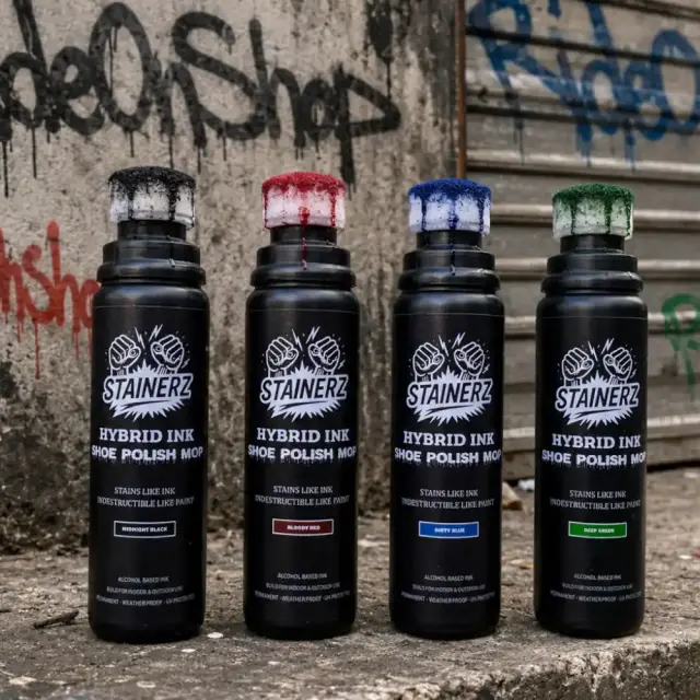 Stainerz Hybrid Ink Shoe Polish Mop 26mm Midnight Black 2