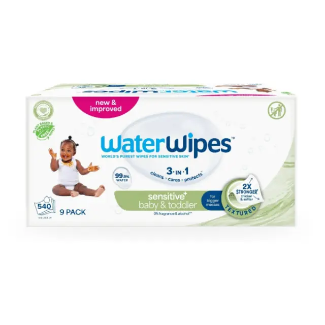 WaterWipes 100% Plastic-free Άοσμα Μωρομάντηλα με 99,9% Νερό Soapberry με Textured Μαντηλάκι, 9x60τμχ (540τμχ)