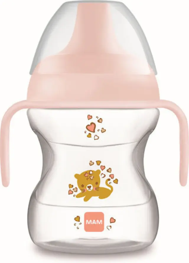 Mam Learn To Drink Cup Εκπαιδευτικό Μπιμπερό Πλαστικό με Λαβές Ροζ για 6m+ 190ml