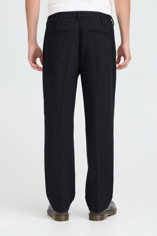 Casual Friday Ανδρικό PIERCE Chinos Ριγέ Παντελόνι με Πιέτα – Dark Navy - 33W 30L 2