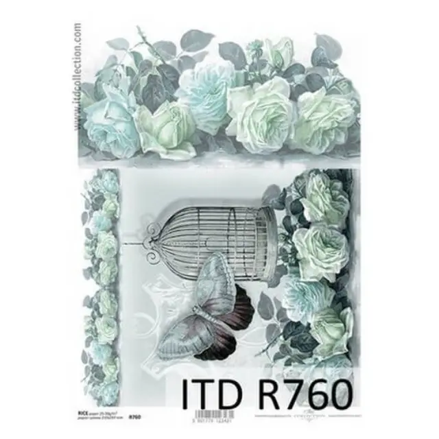 Ριζόχαρτο ITD, 21x29cm, Κλουβί και λουλούδια, R760