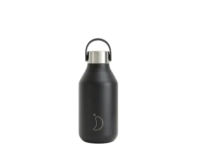 Μπουκάλι Θερμός Series 2 Chilly's με χωρητικότητα 350ml και διατήρηση θερμοκρασίας 12h ζεστό / 24h κρύο - Abyss Black