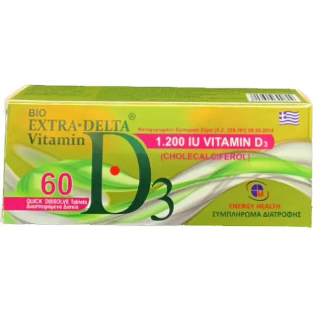 Bio Extra Delta Vitamin D3 1200Iu 60Tabs (Συμπλήρωμα Διατροφής Με Βιταμίνη D3) 3