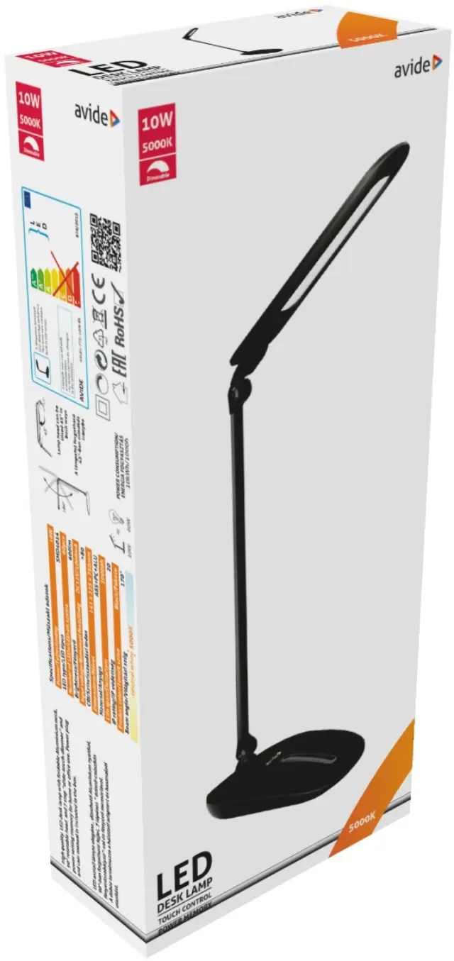 Avide LED Φωτιστικό Γραφείου με Ντίμερ Αφής Μαύρο 10W 15.001.0879 2