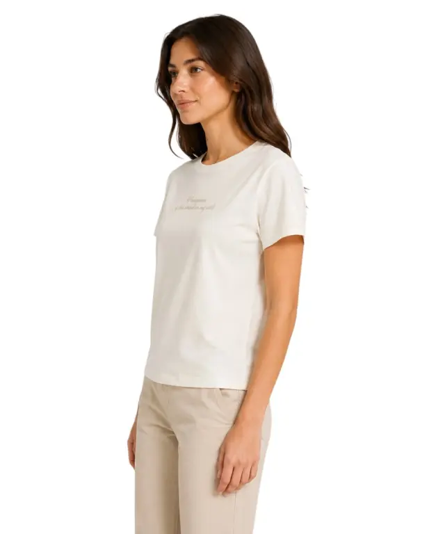 North Sails - Γυναικεία Κοντομάνικη Μπλούζα slogan Print 093567-000-0105 Λευκό 2