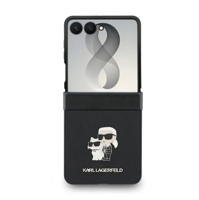 Karl Lagerfeld PU Saffiano Karl and Choupette Case for Samsung Galaxy Z Flip 8 Black 2