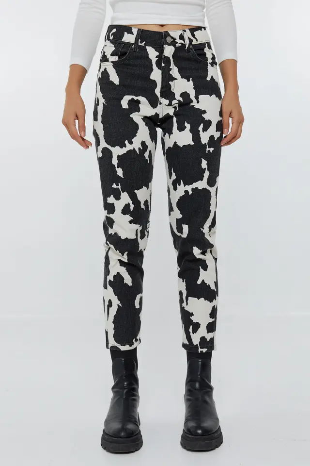 Παντελόνι Jean Cow Print Μαύρο