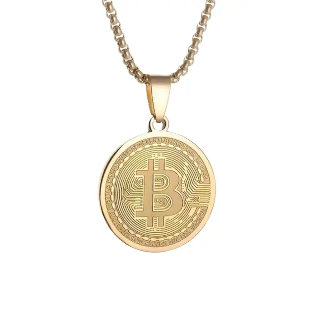 Ghetto Bitcoin Pendant SS Necklace