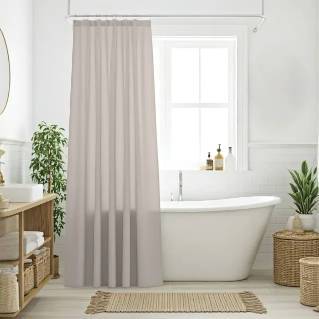 Κουρτίνα Μπάνιου 200x180 Das Home 0808 Taupe 100% Πολυέστερ