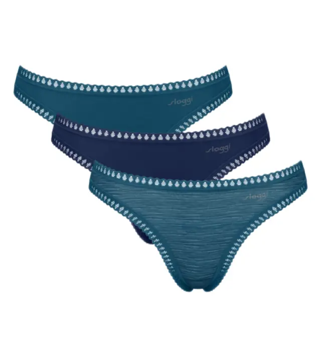 Sloggi Βαμβακερά Σλιπ Go Crush String Συνδυασμός Blue-Jeans 3-Pack