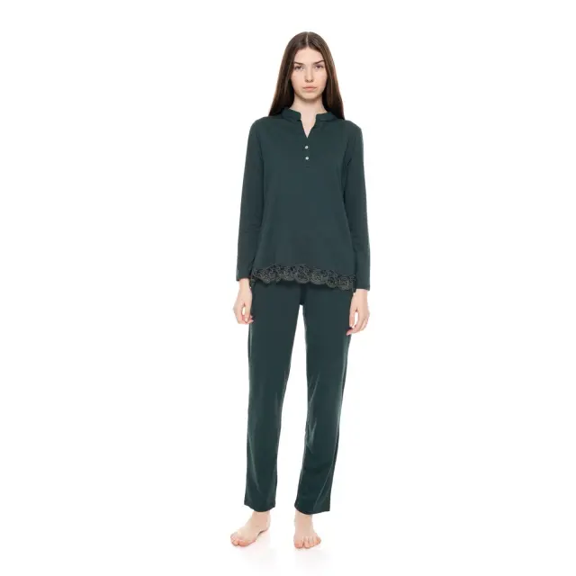 Γυναικεία πυτζάμα Solid Midnight W1568 Dark Green Pink Label