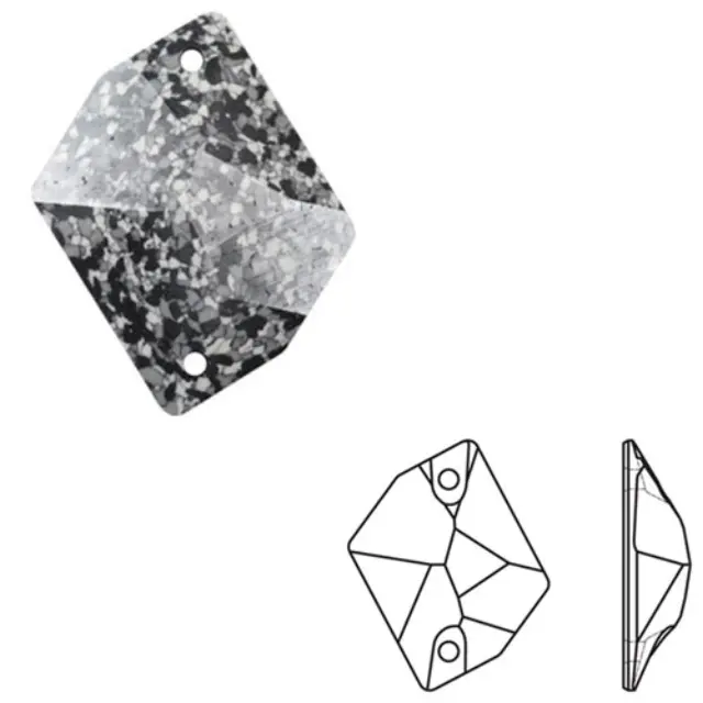 Swarovski 3265 Cosmic Sew-On Marbled Black 20x16mm - 2τεμ