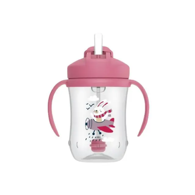 Dr. Brown's Baby's First Straw Cup 91011 Κύπελλο με καλαμάκι & λαβές 6m+, Ροζ χρώμα, 270ml 3