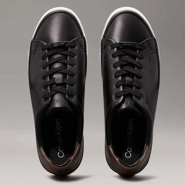 Calvin Klein - Δερμάτινα Γυναικεία Sneakers HW0HW02104-0GL Μαύρο Μπρονζέ - 36 3