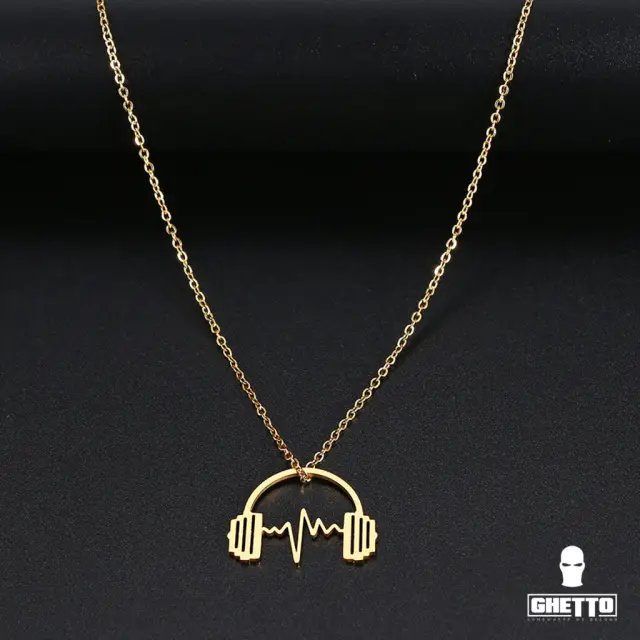 Ghetto Headphone Shape Music Hip Hop Necklace Stainless Steel Gold