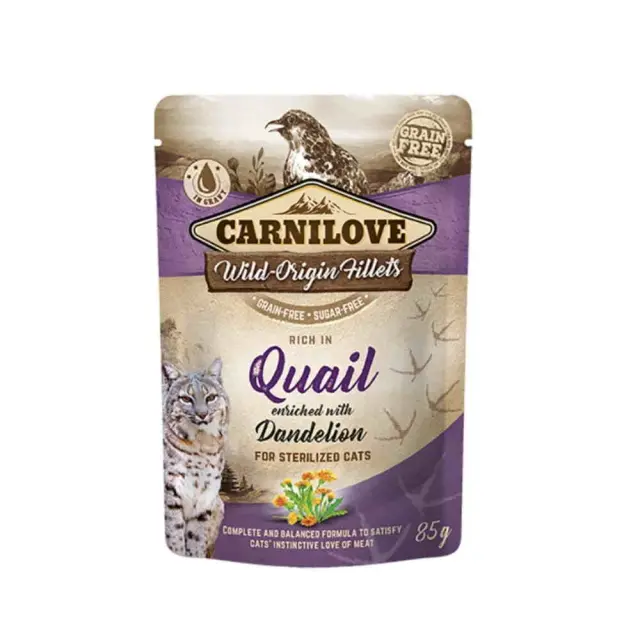 Carnilove Γάτα Φακελάκι Quail enriched with Dandelion 85gr Μονόχρωμο
