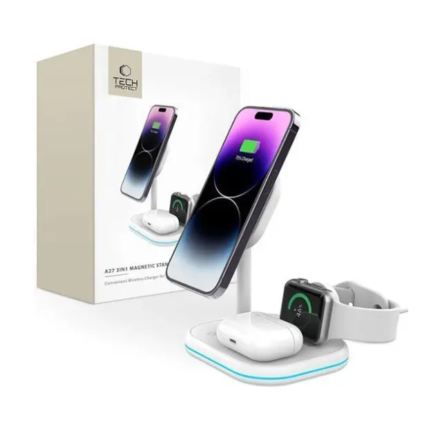 Tech-Protect Ασύρματος Φορτιστής QI15W-A27 3in1 White