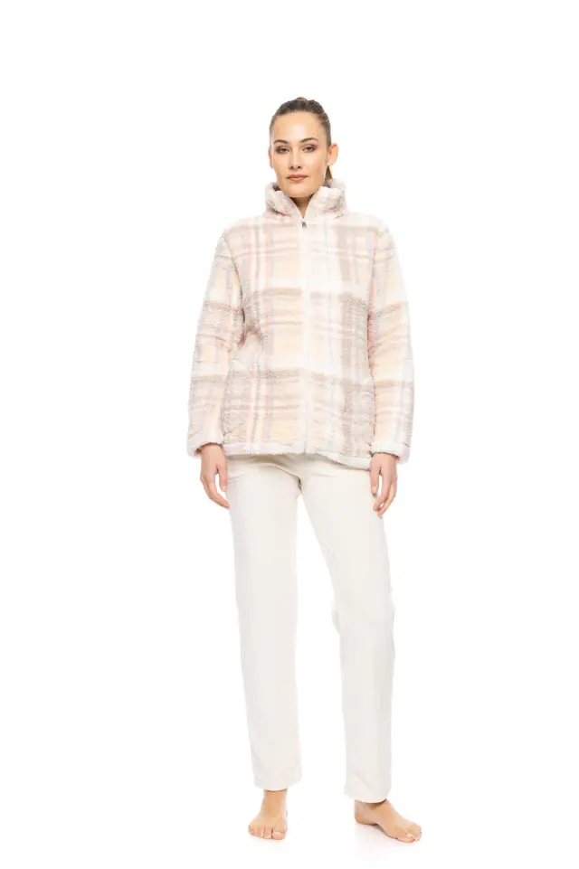 W1886 - Type - ROBE ZIPPER FLEECE SOFT PLAID