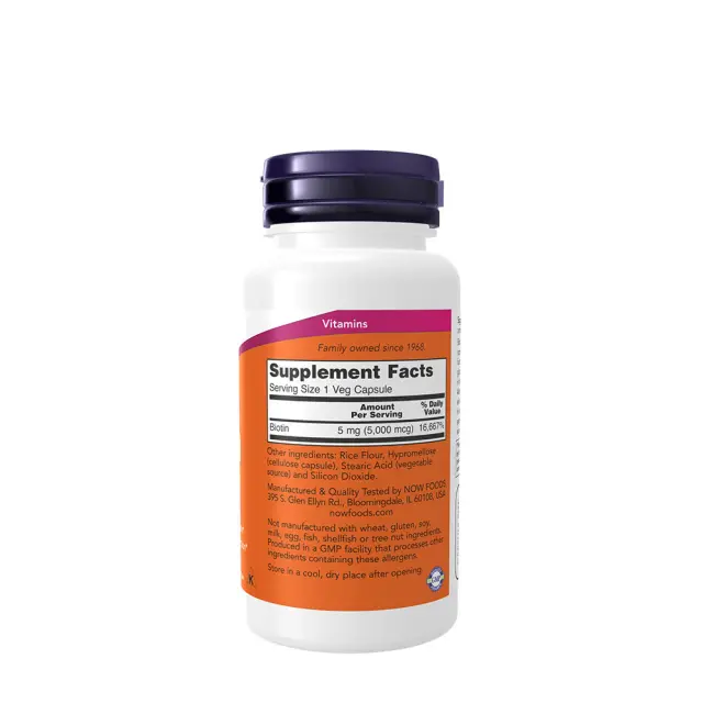 Now Foods Biotin 5,000 mcg 60 Veg Capsules 2