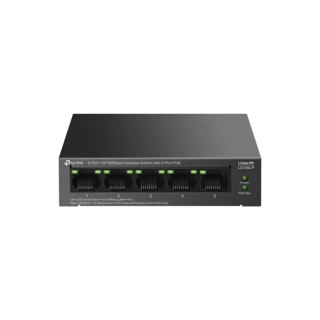 TP-Link LiteWave LS105P Unmanaged Fast Ethernet (10-100) Power over Ethernet (PoE) Black