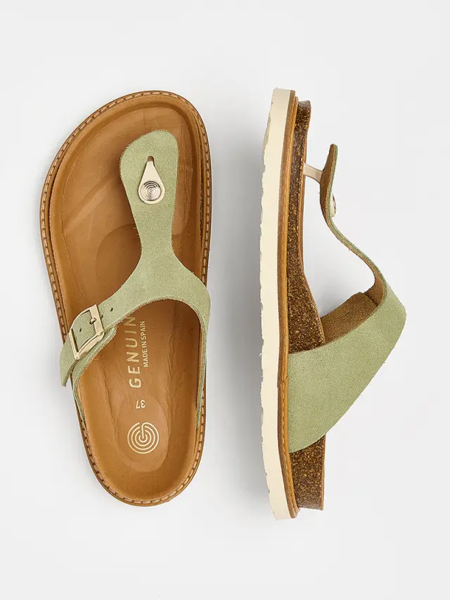 Genuins Πέδιλα Γυναικείο δέρμα suede Πράσινο GEN/ROSAS VELOUR PARADISE 3