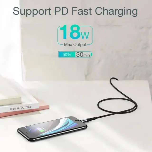 Καλώδιο Φόρτισης USB-C - Lightning Choetech IP0042 MFi cable 480Mb/s 3A 3m Μαύρο - ONESIZE 3