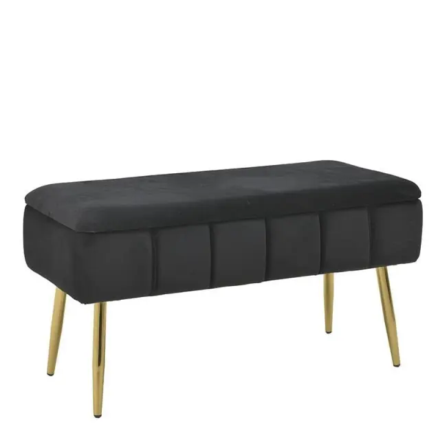 Ταμπουρέ Μαύρο Βελούδο 80x38x42cm 3-50-512-0057