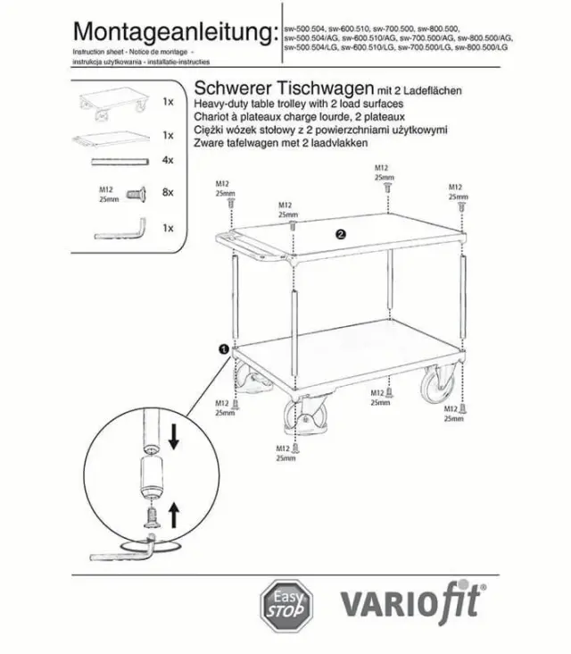 Variofit sw-500.504/AG Τρόλεϊ Βαρέως Τύπου 2 Επιπέδων για Φορτίο Βάρους ως 400kg 2