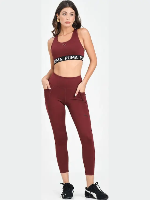 Puma Training γυναικείο cropped κολάν μπορντό - M