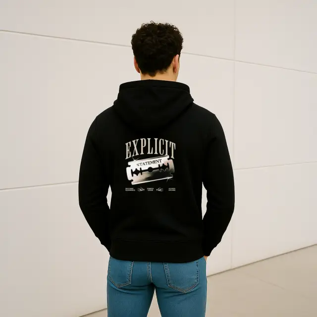 Φούτερ Noshame® Μαύρο με κουκούλα και τύπωμα Explicit - 522513 - XXL