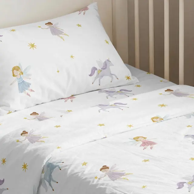 Σετ Σεντόνια Κούνιας 70x140+17 Prime Line Baby Melinen Fairies Multicolor Με Λάστιχο100% Βαμβακοσατέν 2