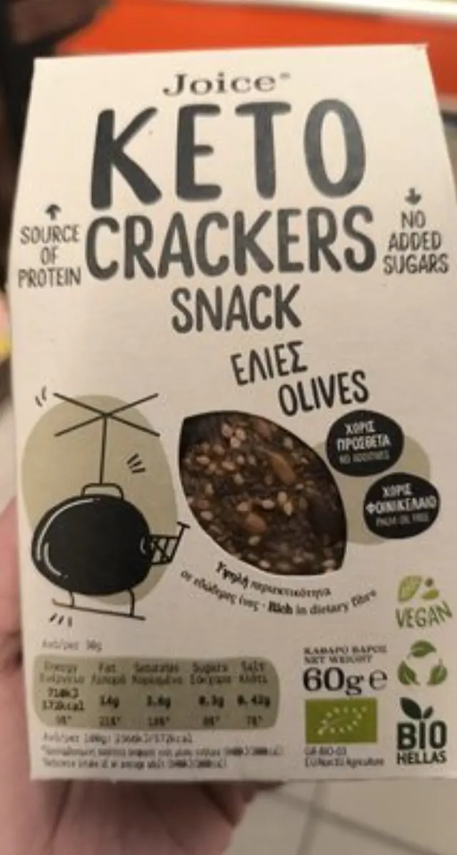 Βιολογικά Keto Crackers με Ελιά • Joice Foods • 60γρ