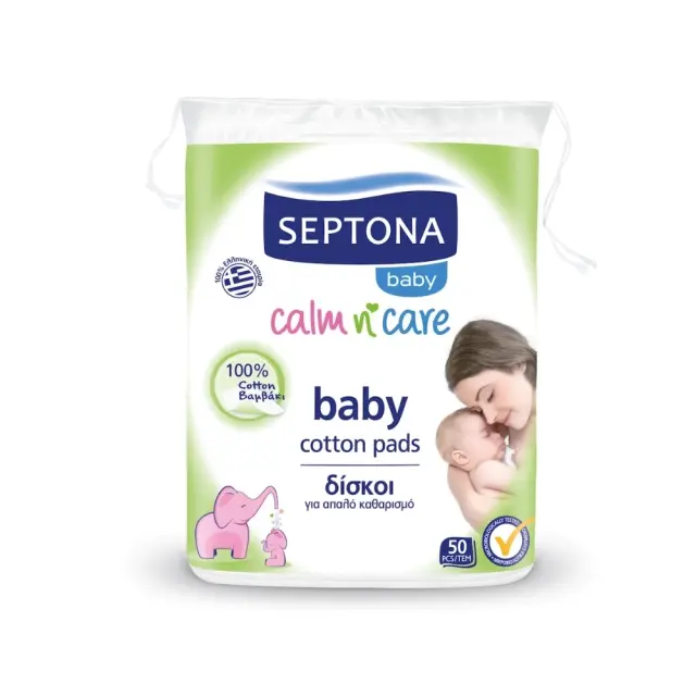Septona Baby Calm n' Care Cotton Pads Δίσκοι για Απαλό Καθαρισμό 50τεμ