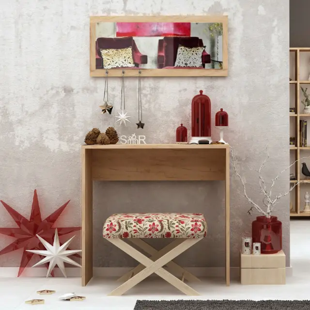 Κονσόλα με καθρέπτη Cosenza Megapap χρώμα oak 80x30x82εκ. 2