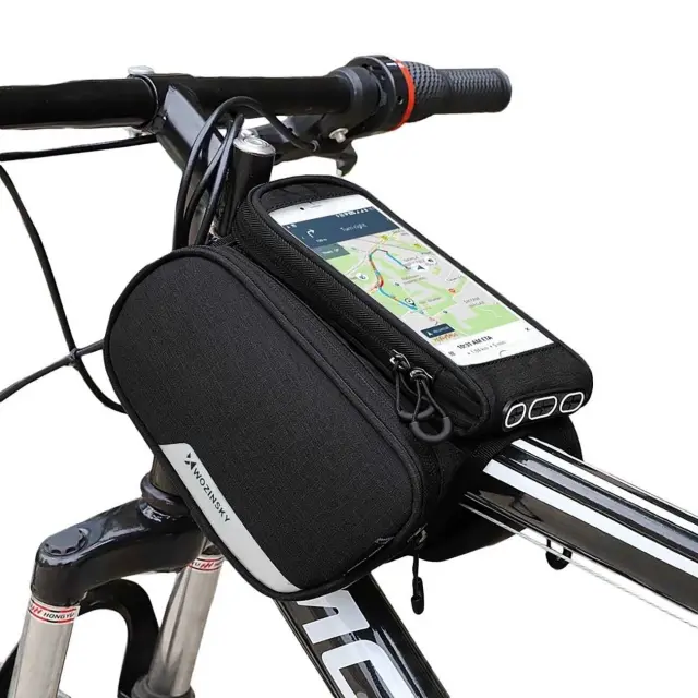 Wozinsky Frame Bike Bag & Detachable Phone Cover up to 6.5 " 1.5L Black (WBB7BK) 2