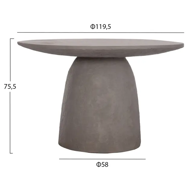 ΤΡΑΠΕΖΙ ΤΡΑΠΕΖΑΡΙΑΣ ΣΤΡΟΓΓΥΛΟ FB918154.03 FIBER CEMENT ΣΕ ΓΚΡΙ--Φ119,5x75,5Υεκ. 2