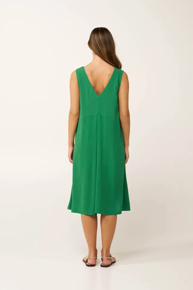 Vamp Καλοκαιρινό Αμάνικο Φόρεμα 100% Βισκόζη Green Verdant 3