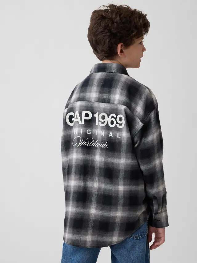Παιδικό Πουκάμισο Oversized BLACK PLAID