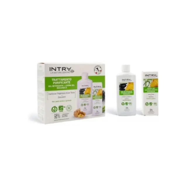Intra Activated Charcoal / Aloe Vera & Ginger Sebum-Balancing Cleansing Gel Καθαριστικό Τζέλ Προσώπου, 200ml & Sebum-Balancing Gel Cream Ενυδατική Κρέμα Προσώπου, 50ml
