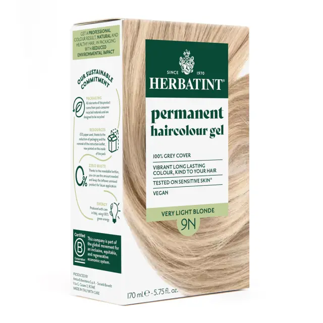 Herbatint Permanent Gel Βαφή Μαλλιών Χωρίς Αμμωνία 9N Ξανθό Μελί 170ml
