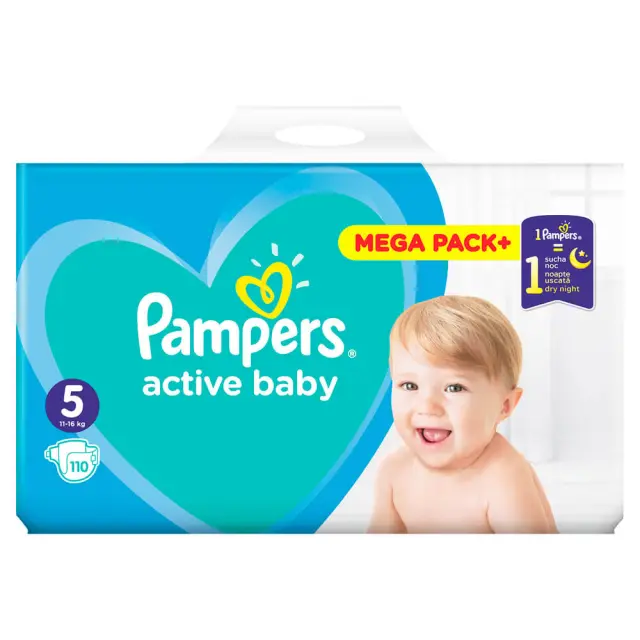 Pampers Active Baby Junior- Νο5 (11-16kg) 110τεμ (Mega Pack+)