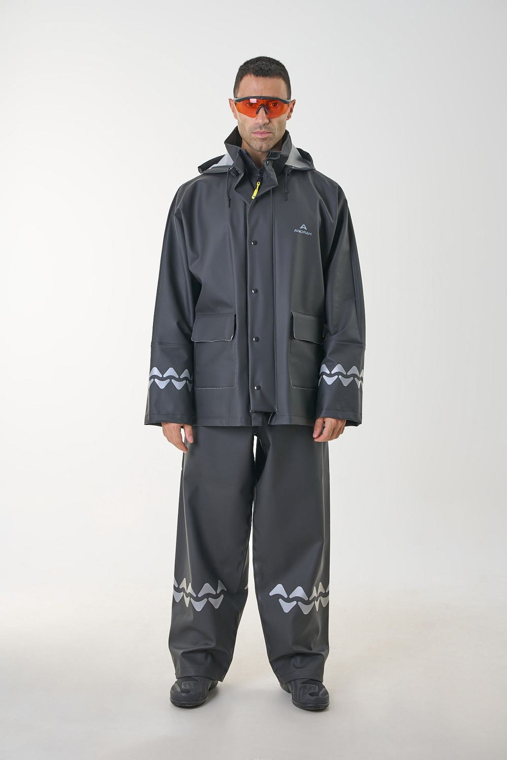 Anorak Αδιάβροχο Κοστούμι Με Διπλό Ανακλαστικό Avenue R-II Long Μαύρο - 2XL