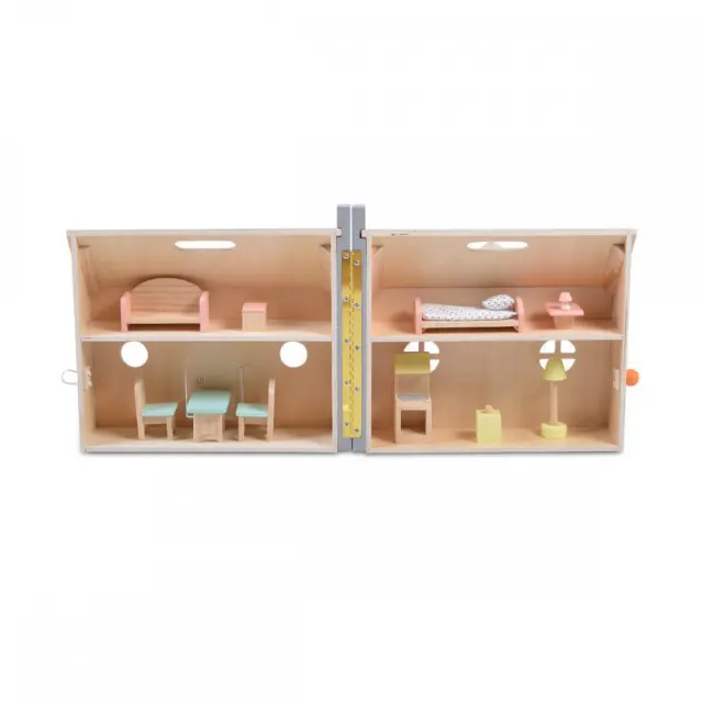 MONI TOYS - 4139 Wooden foldable doll house 13 pcs - 3800146221492 2
