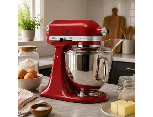 Κουζινομηχανή KitchenAid Artisan 5KSM125EER με ισχύ 300W, 10 ταχύτητες και χωρητικότητα 4.8L - Empire Red5KSM125EER